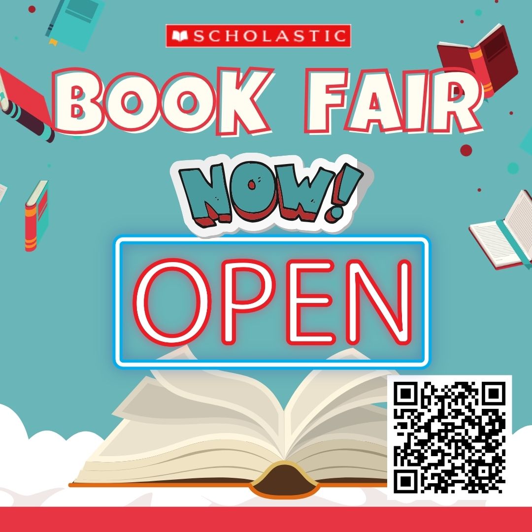 Decorative Image w/text: Coming soon, Scholastic Book Fair